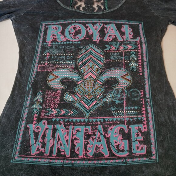 Vintage Y2K Buckle Daytrip Shirt Large Fleur Dis Lis Long Sleeve Lace Studded - Picture 3 of 16